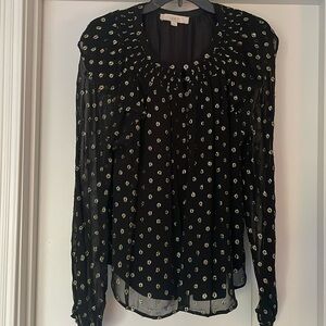 Loft romantic black blouse with metallic design. SZ M